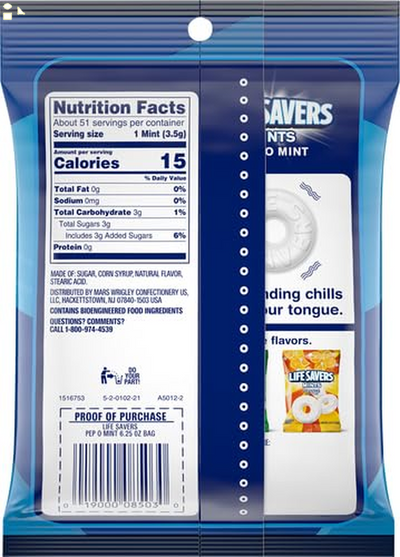 Life Savers Pep O Mint Candy Bag, 6.25 Ounce