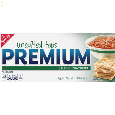 Premium Unsalted Tops Saltine Crackers, 16 Oz