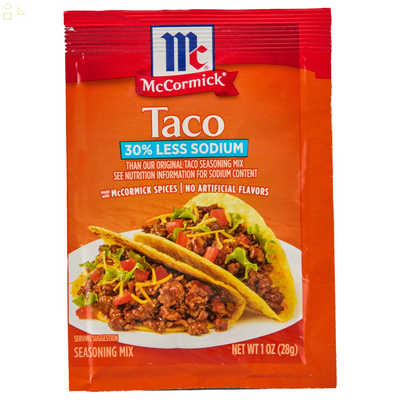 Mccormick Taco 30% Less Sodium Taco Seasoning Mix, 1 Oz Envelope