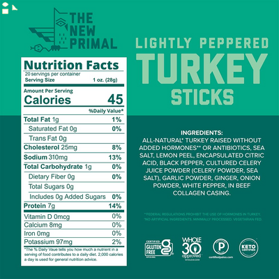The New Primal Jerky Turkey Stick 1 Oz, 1 Ounce (Pack of 1) (4003)