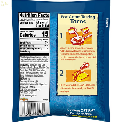 Ortega Seasoning Mix, Taco, 1 Ounce Packaging may vary
