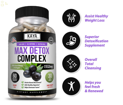 Max Detox - Colon Cleanse, Detox Toxins, Energy Boost Capsules