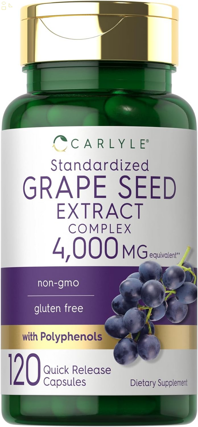 Grape Seed Extract 4,000Mg | 120 Quick Release Capsules | Standardized Extract Complex with Polyphenols | Non-Gmo, Gluten Free Supplement