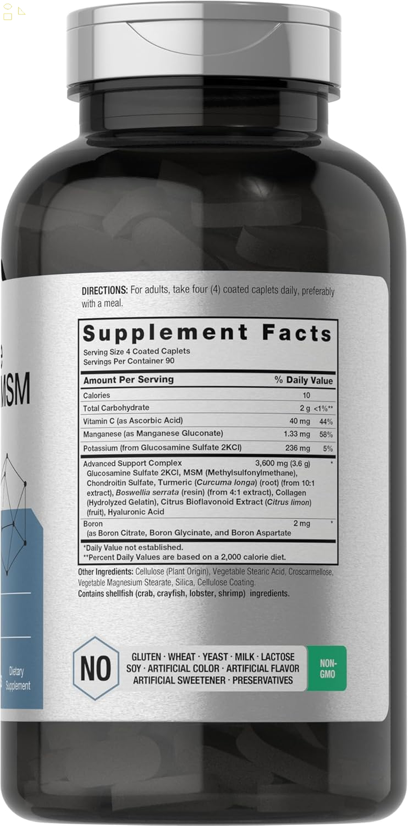 Glucosamine Chondroitin MSM | 3600 Mg | 360 Caplets | Advanced Formula with Turmeric | Non-Gmo, Gluten Free