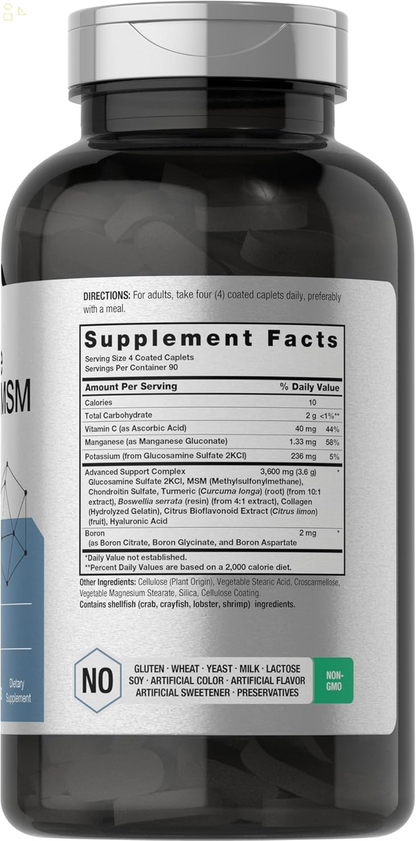 Glucosamine Chondroitin MSM | 3600 Mg | 360 Caplets | Advanced Formula with Turmeric | Non-Gmo, Gluten Free