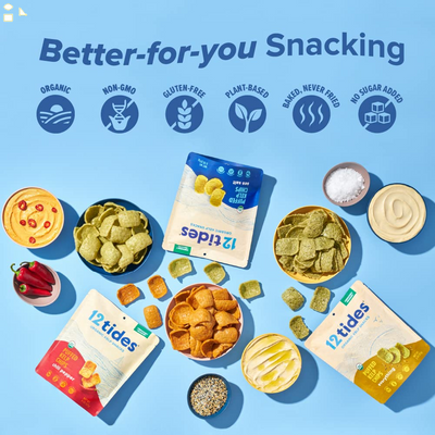12 Tides Organic Puffed Kelp Chips - Plant Based, Non-Gmo, Gluten Free, No Added Sugar, Ocean-Friendly Snacks (Sea Salt)