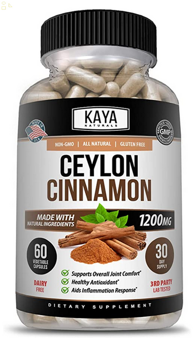 (2 Pack) True Organic Ceylon Cinnamon 1200Mg High Potency Blood Sugar Support
