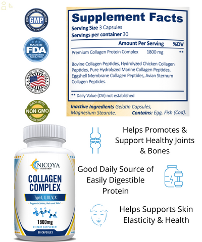 100% Natural Collagen Peptides anti Aging Skin Collagen Pills- L, Ll, Lll, V, X