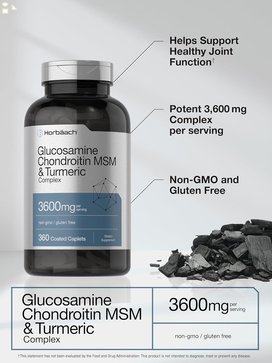 Glucosamine Chondroitin MSM | 3600 Mg | 360 Caplets | Advanced Formula with Turmeric | Non-Gmo, Gluten Free