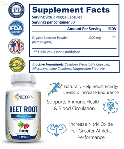 Organic Beet Root Powder- Healthy Circulation, Stamina, Endurance, Energy 1300MG