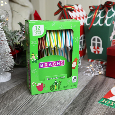 Limited Edition ELF Themed Christmas Candy Canes, Individually Wrapped Classic Holiday Treats, Festive Party Favor Snacks, 5.3 Ounces (Pack of 2)