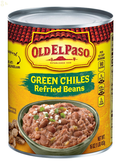 Old El Paso Green Chiles Refried Beans, 16 Oz.