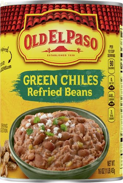 Old El Paso Green Chiles Refried Beans, 16 Oz.
