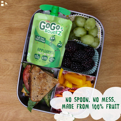 Gogo Squeez Applesauce, Apple Apple, 3.2 Ounce (4 Pouches), Gluten Free, Vegan Friendly, Unsweetened Applesauce, Recloseable, BPA Free Pouches