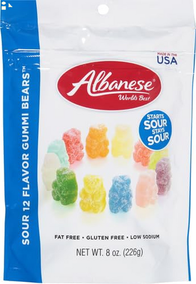 Albanese World'S Best Sour 12 Flavor Gummi Bears, 8 Ounce Bag