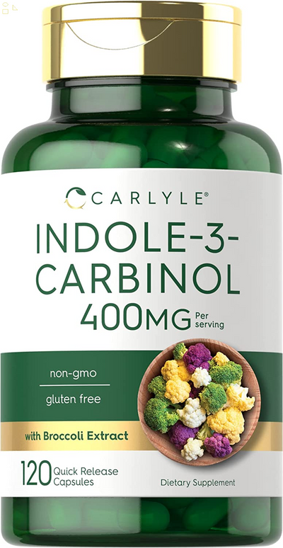 Indole-3-Carbinol (I3C) 400Mg | 120 Capsules | Advanced Formula with Broccoli Extract | Non-Gmo, Gluten Free