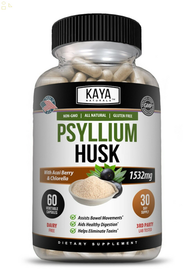 Psyllium Husk+ 60Ct - Colon Cleanse, Detox Toxins, Energy Boost