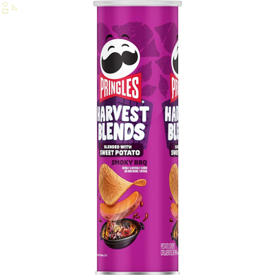 Pringles Harvest Blends Potato Crisps Chips, Lunch Snacks, Blended with Sweet Potato, Smoky BBQ, 5.5Oz Can