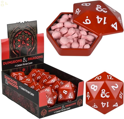 Dungeon and Dragons D&D DND D20 +1 Potion Sour Candy Collectible Tin - One (1) Tin - Sour Cherry Flavor