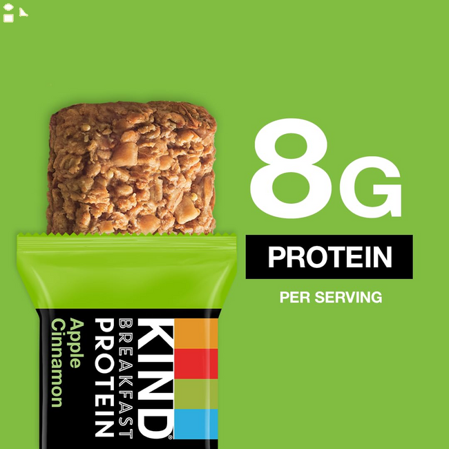KIND Breakfast Protein, Healthy Snack Bar, Apple Cinnamon, Gluten Free Breakfast Bars, 8G Protein, 1.76OZ Packs, 6 Count