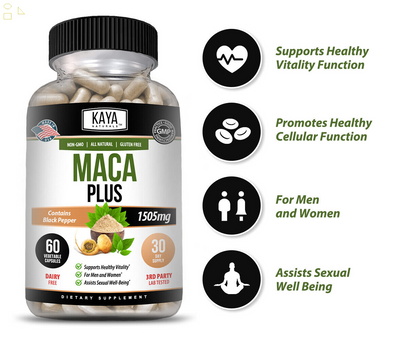 MACA plus Supplement 60Ct, Assist Sexual Well-Being, Healthy Energy & Endurance