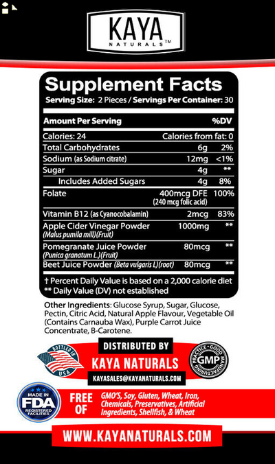Slimming Apple Cider Vinegar Gummies, Appetite Suppressant 60Ct