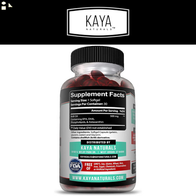 Krill Oil 500 Mg with Omega-3, EPA, DHA, and Astaxanthin Supplement