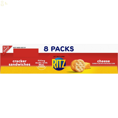 RITZ Cheese Sandwich Crackers, 8 Snack Packs (6 Crackers per Pack)