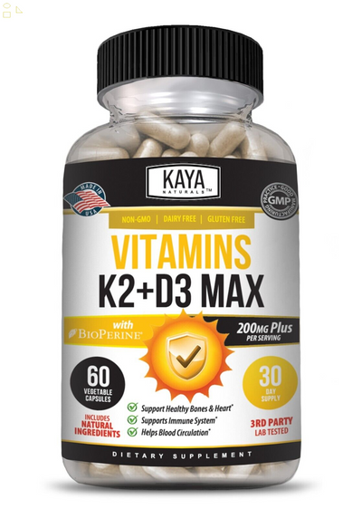 Vitamin K2 (MK7) with D3 5000 IU Supplement, Bioperine Capsules, Immune Health