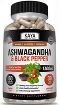(2 Pack) Organic Ashwagandha 1300Mg Anxiety Supplement W/ Black Pepper Root Pow