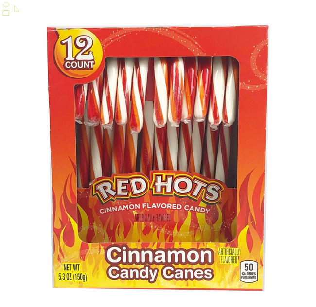Brach'S Red Hots Cinnamon Flavored Candy Canes, 12 Count, 6 Oz