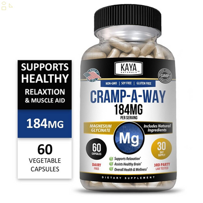 Cramp-A-Way 60Ct Magnesium Glycinate, Sleep Aid, Cramp, Joint & Bone Support