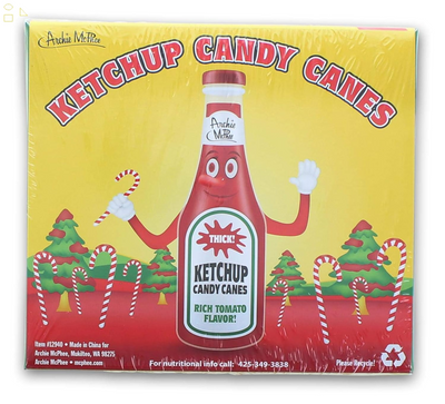 Archie Mcphee Gift Box of Funny, Ketchup Candy Cane, 3.8 Ounce