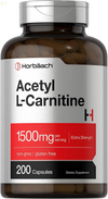Acetyl L-Carnitine 1500Mg | 200 Capsules | Extra Strength ALCAR Supplement | Non-Gmo, Gluten Free