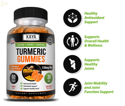 (2 Pack) Turmeric Curcumin Ginger Gummies 60 Count, Pain Relief & Joint Support