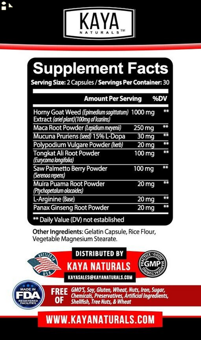 Horny Goat Weed for Men & Women-With Maca, Saw Palmetto, Ginseng, L-Arginine