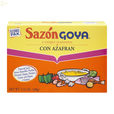 Goya 3.52 Oz Azafran Sazon Con Azafran Seasoning, 3.52 Oz Packing May Vary 