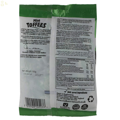 Walker'S Nonsuch Mint Toffees 150G Bag (New)