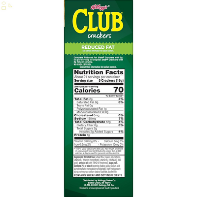Club Crackers, Snack Crackers, Party Snacks, Reduced Fat, 11.7Oz Box (1 Box)