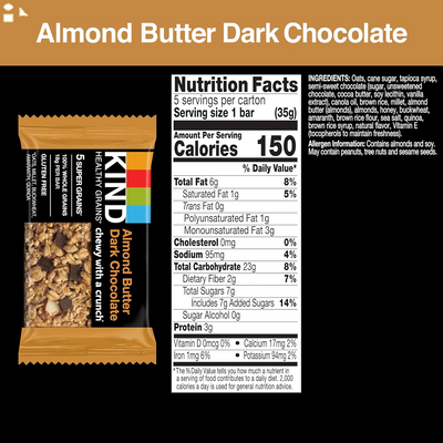 KIND Healthy Grains Almond Butter Dark Chocolate, 6.2 Oz