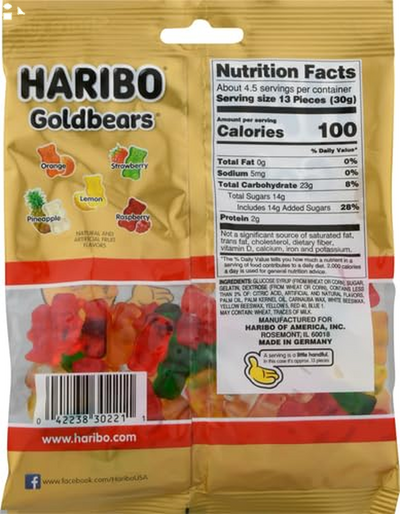 HARIBO Gummi Candy, Original Goldbears, 5 Oz. Bag