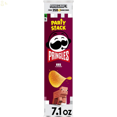 Pringles Potato Crisps Chips, Lunch Snacks, On-The-Go Snacks, Party Stack, BBQ, 7.1Oz Can (1 Can)