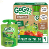 Gogo Squeez Fruit on the Go Organic, Apple Apple, 3.2 Oz (Pack of 4), Unsweetened Organic Fruit Snacks for Kids, Gluten Free, Nut Free and Dairy Free, Recloseable Cap, BPA Free Pouches