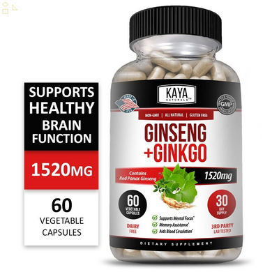 Ginkgo Biloba + Ginseng Extract Red Panax Focus Brain Memory Metabolism Booster