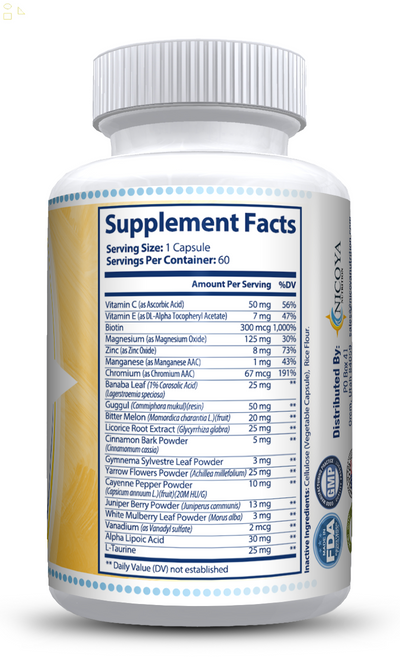 Blood Sugar Support Alpha Lipoic Acid- Regulate Blood Sugar Levels, Vit C & E