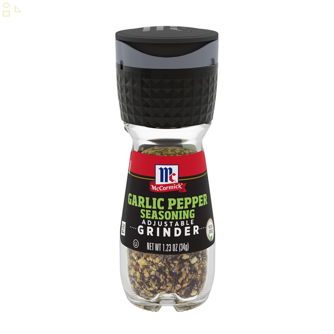 Mccormick Garlic Pepper Seasoning Grinder, 1.23 Oz Packaging may vary