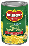 Del Monte Canned No Salt Added Golden Sweet Whole Kernel Corn, 15.25 Oz Packaging may vary 