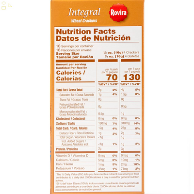 Rovira Whole Wheat Crackers - Crunchy and Tasty Snack for Tea or Coffee - 9 Oz (Pack of 1)