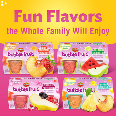 Del Monte® Bubble Fruit™ Peach Strawberry Lemonade Peaches & Popping Boba with Sweetened Juice 4-3.5 Ounce Cups (Pack of 4), Orange