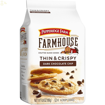 Pepperidge Farm Farmhouse Thin and Crispy Dark Chocolate Chip Cookies, 6.9 OZ Bag (14 Cookies)